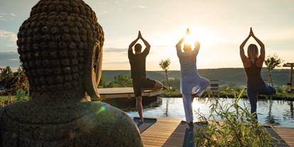 Wellnessurlaub - TCM - Traditionelle Chinesische Medizin - Österreich - Yoga mit dem indischen Yogi am Koiteich im Larimar Gartenparadies - Hotel Larimar