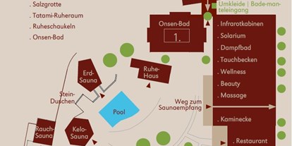 Wellnessurlaub - Pools: Außenpool beheizt - Zürich-Stadt - Lageplan Saunen - bora HotSpaResort